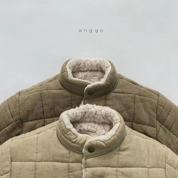 New Unisex Kids Winter Coat - Lamb Wool Fleece Lined Thickened Puffer Jacket, Minimalist High-Neck (Army Green & Khaki)