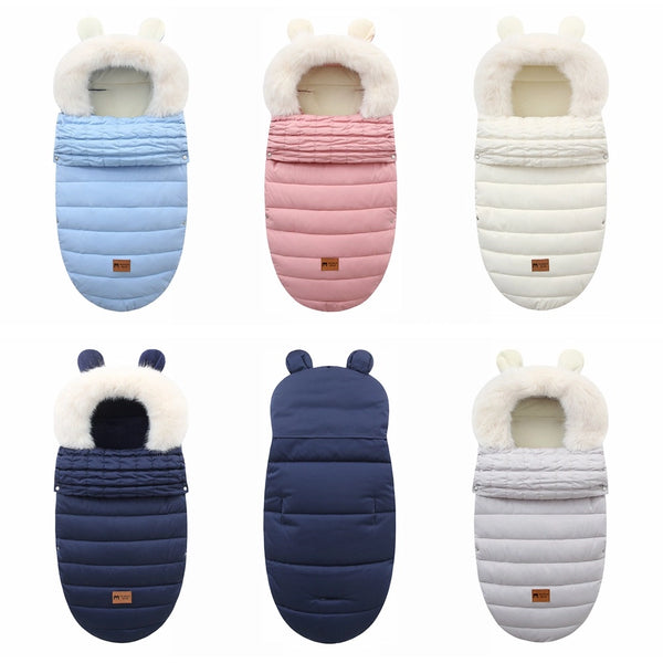 Baby sleeping bag baby stroller autumn and winter anti-kicking blanket safe care newborn sleep thick warm cold