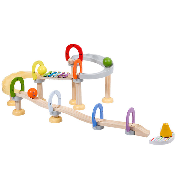 Ball Track Construction Set – Creative Play with Beech, Plywood, Metal & Synthetic Components for Toddlers & Kids