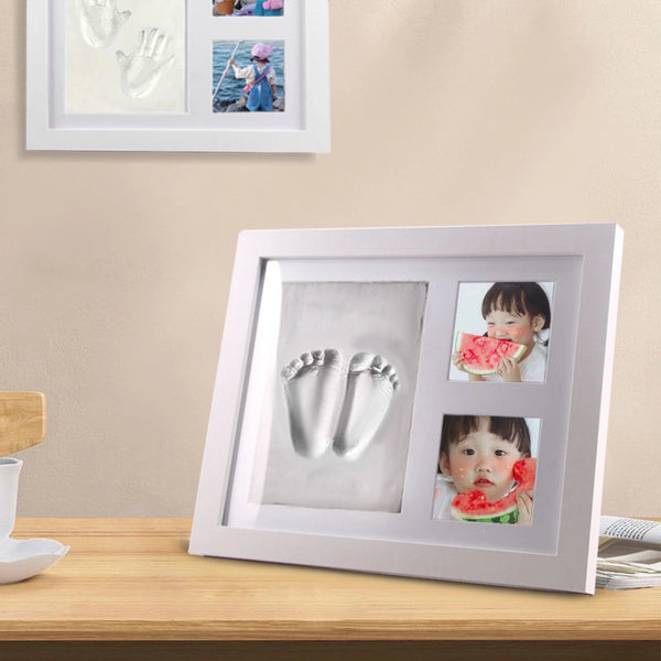 Baby hand and foot prints DIY printed photo frame wholesale baby ink pad photo frame hollow baby one-year-old foot prints