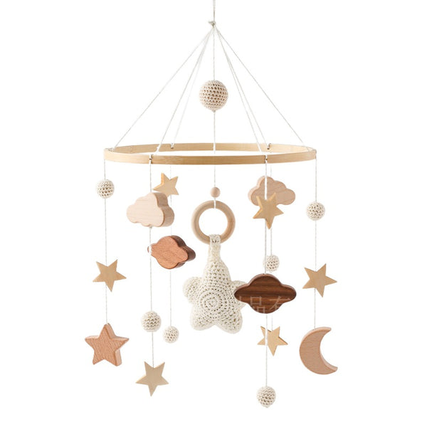 Baby Crib Mobile for Boys Girls| Boho Nursery Mobile| Gender Neutral Hand-Crocheted Mobile| Ceiling Mobile - Stars, Clouds, Moon