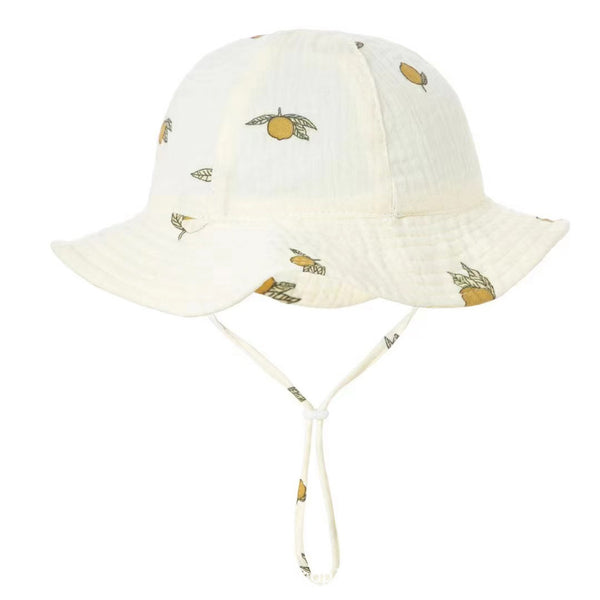 SHEIN new baby cotton bucket hat European and American baby print fisherman hat solid color sun hat ins 3-12M