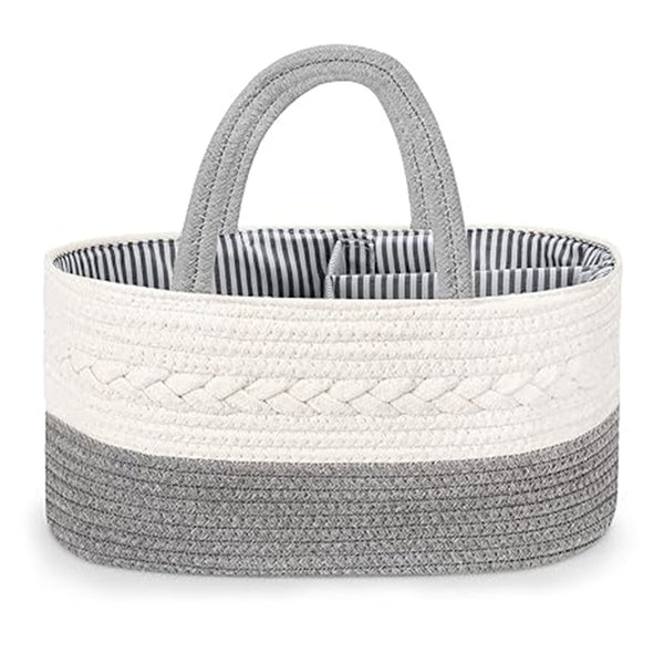 Cotton Rope Woven Storage Basket with Detachable Liner & Wet-Dry Compartments – Handheld Organizer