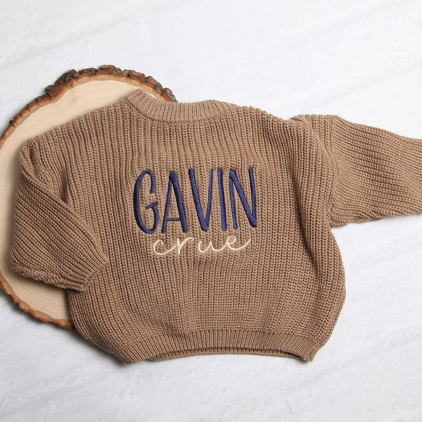 Sweater custom cotton baby top DIY embroidery embroidery letter knitted male and female baby sweater