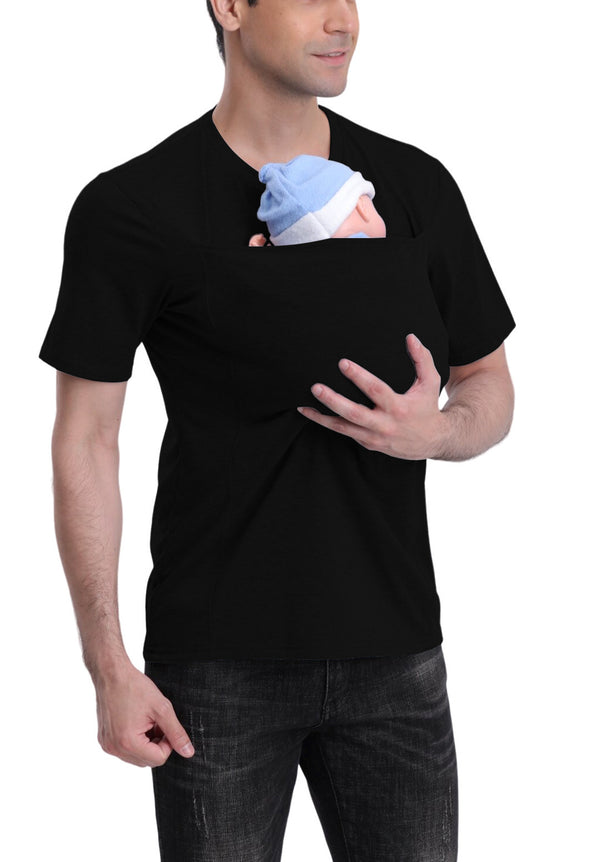 Men's Baby Carrier Soothe V Neck Short Sleeve Kangaroo T Shirt