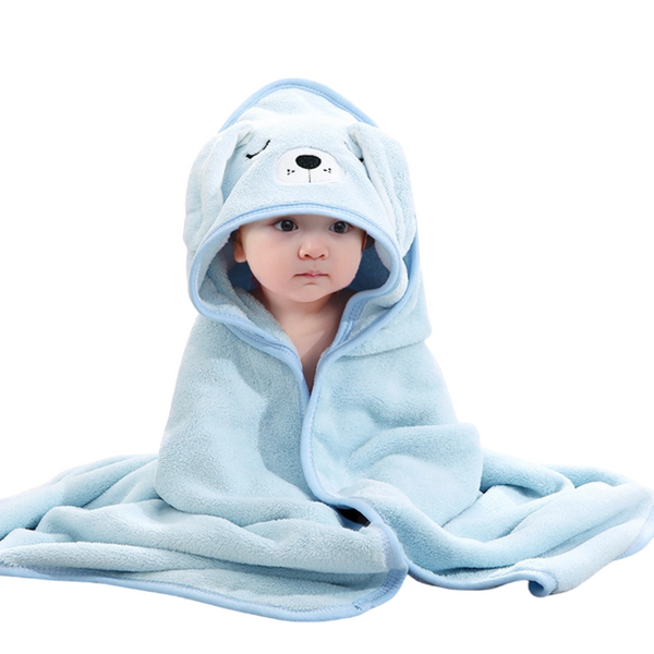 Children's hooded bath towel coral fleece bath towel elephant cloak cartoon absorbent bath towel baby newborn soft blanket