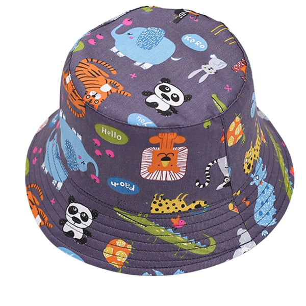 2025 Kids Hats Men's and Women's Cartoon Little Lion Animal Print Pattern Sunshade Sunscreen Bucket Hat