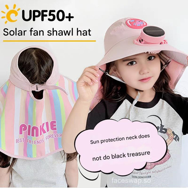 Summer children's sun hat with fan solar shawl hat My Little Pony sun hat outdoor empty top sun hat