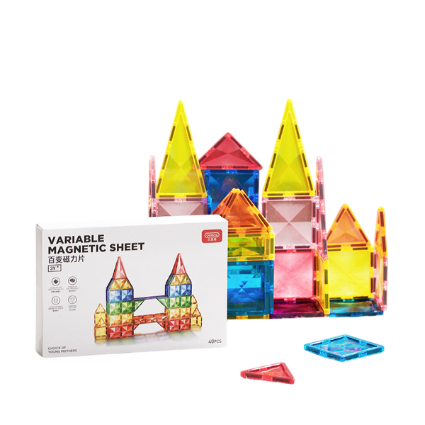 Magnetic Tiles Starter Set – STEM Montessori Building Toy for Toddlers & Preschoolers  40/100/120 Pieces with Carrying Bag