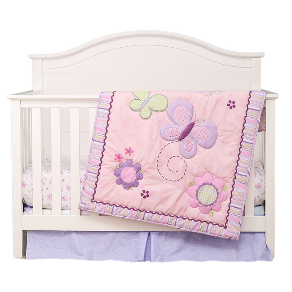 Baby embroidery pink series animal style three-piece set children's quilt bed sheet bed skirt 130*70CM suitable for small beds