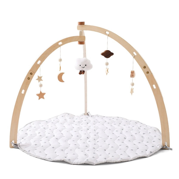 Wooden newborn gym baby grip cloud star moon pendant baby exercise tripod