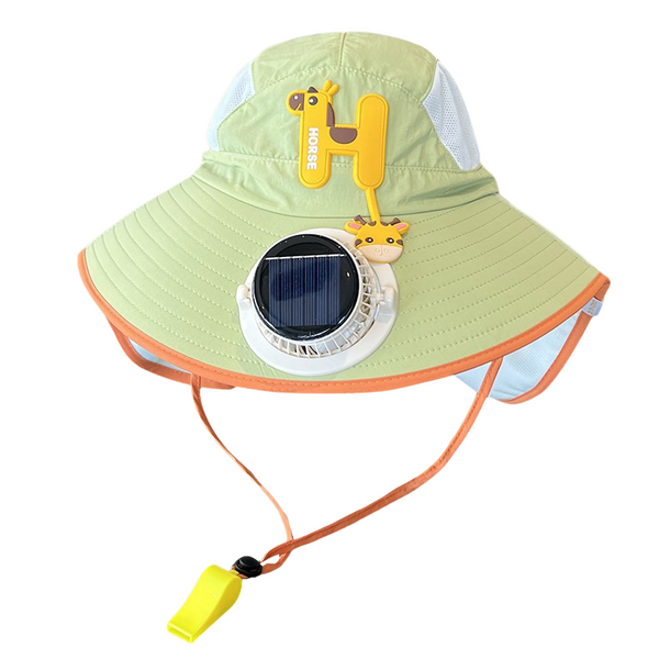 Children's solar fan hat cartoon sunshade shawl sun hat boys and girls sun hat rechargeable large brim