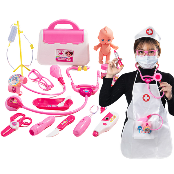Hot selling little doctor toy pretend stethoscope children's injection house girl medical kit nurse tool
