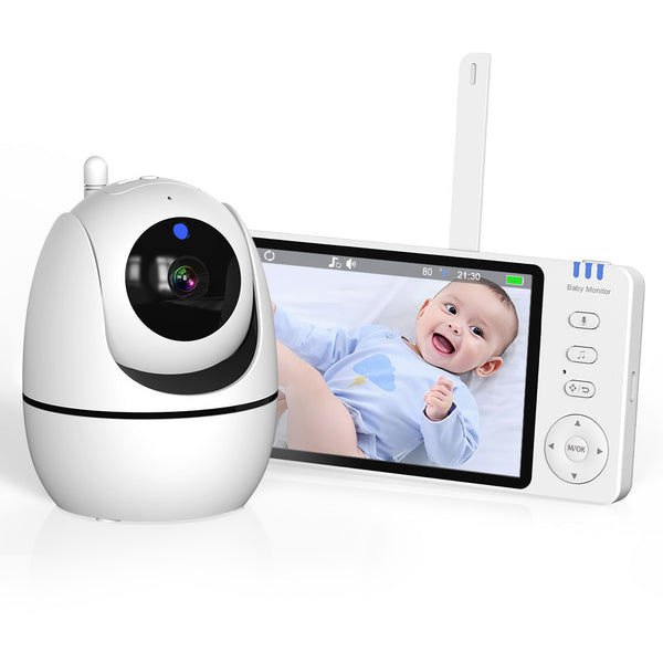 5" Baby Monitor with 720P HD Split Screen Two-Way Audio Night Vision Temperature Alert, Zoom & Lullabies