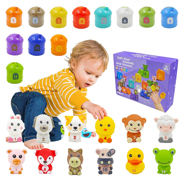 Aryo Play 24Pc Farm Animal Finger Puppets & Montessori Playset – Educational Toys for Toddlers 1-3