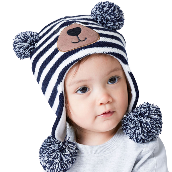 Toddler Kids Infant Winter Hat,Earflap Knit Warm Cap Fleece Lined Beanie for Baby Boys Girls