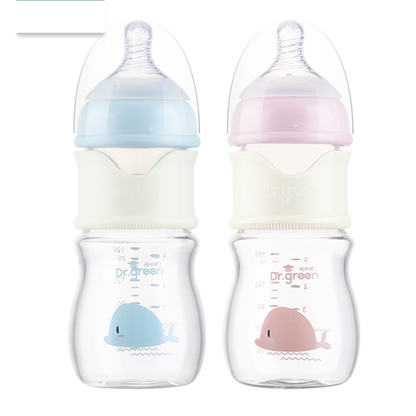 BPA-Free Multifunctional Clear Glass Baby Feeding Bottle with Formula Dispenser & Milk Powder Storage