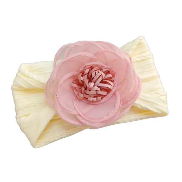 INS European and American children's headband jacquard nylon flower baby headband soft and non-binding wide-brimmed baby headband decoration